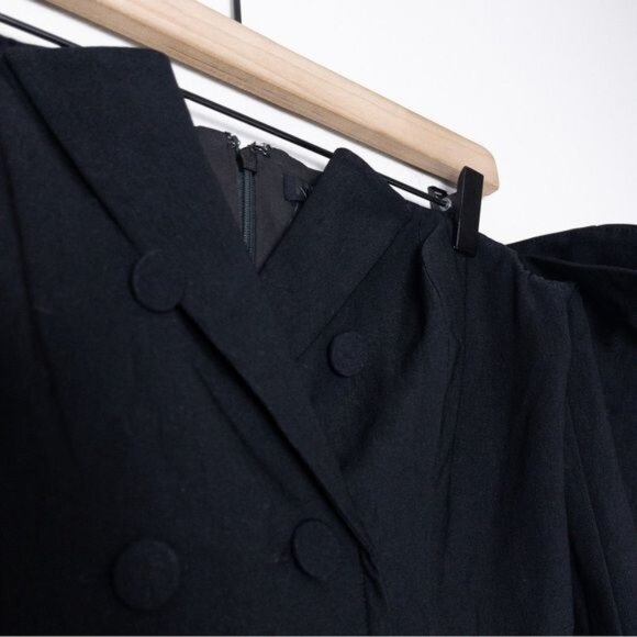 NEW NBD Double Breasted Crepe Blazer Mini Dress S Black Off The Shoulder - Picture 4 of 8